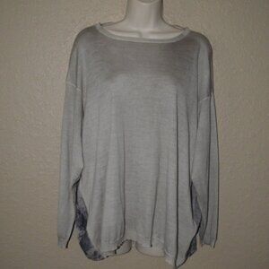 Sz S Avant Toi Gray Cashmere Blend Lightweight Contrast Silk Sweater Top